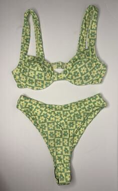 NWOT Aurelle Swim Lola Underwire Bikini Set Lime Green Sz M
